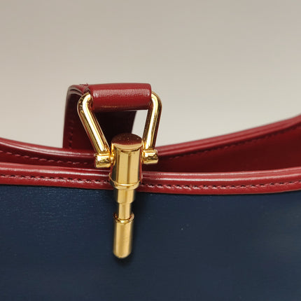 Gucci Jackie 1961 Small Navy and Burgundy Leather Crossbody Bag