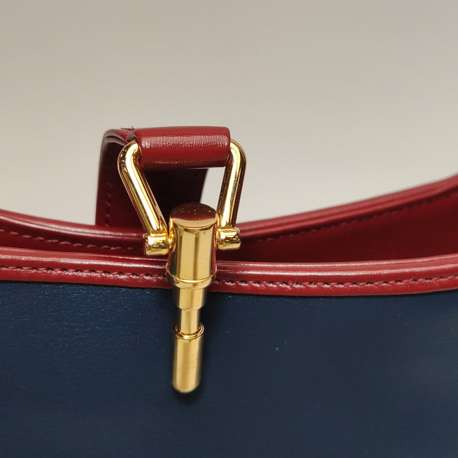Gucci Jackie 1961 Small Navy and Burgundy Leather Crossbody Bag