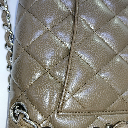 Chanel Classic Flap Jumbo 2012 Coffee Brown Caviar Leather Double Flap Silver Hardware