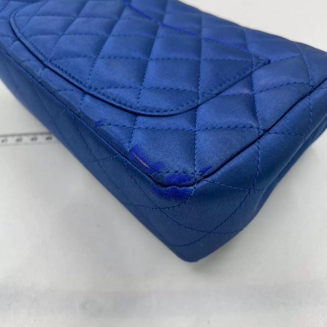 Chanel Classic Flap Mini 2013 Blue Silk Satin Gold Hardware