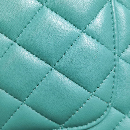 Chanel Classic Flap Mini Turquoise Blue Lambskin Leather Gold Hardware