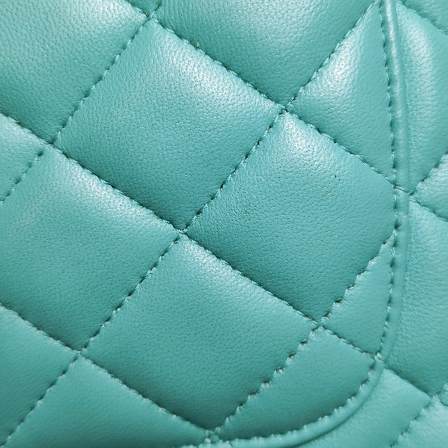 Chanel Classic Flap Mini Turquoise Blue Lambskin Leather Gold Hardware
