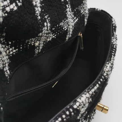 Sold Chanel 19 Bag 2021 Small Black White Checkered Tweed Bag