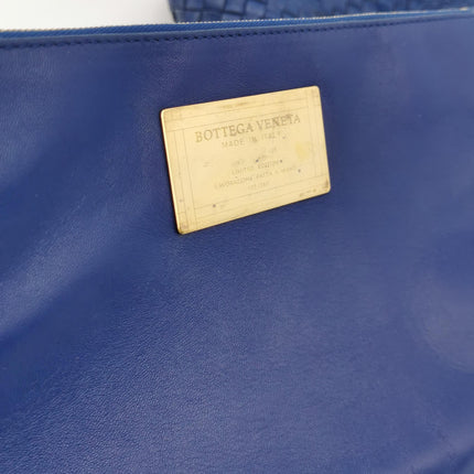 Bottega Veneta Cabat Small Intreccio Leather Tote Bag Navy Blue