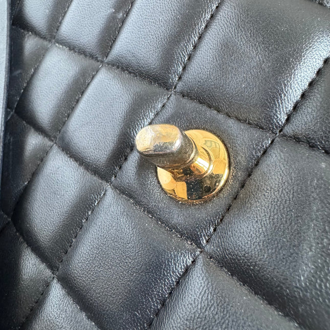 Chanel Classic Flap Maxi Black Lambskin Leather Double Flap with Gold-tone Hardware