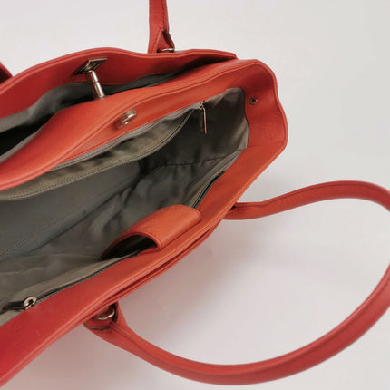 Chanel Cerf Executive Medium Coral Pink Leather Handbag with Strap 35cm