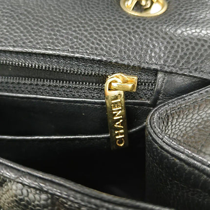 Chanel Classic Flap Maxi 2009 Black Caviar Leather Single Flap with Gold Hardware