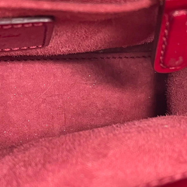 Lady Dior Mini 2020 Red Burgundy Patent Leather Gold Hardware Suede Interior Chain Strap