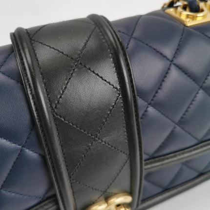 Sold Chanel Elegant CC Flap Bag Navy Black Quilted Medium