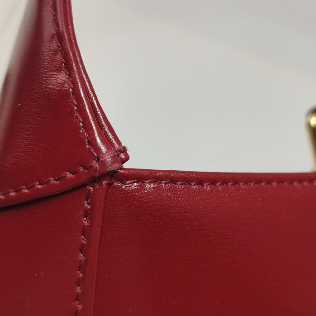 Gucci Jackie 1961 Red Burgundy Leather Bag Small with Adjustable Strap Gold Piston Lock