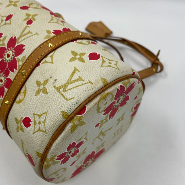 Louis Vuitton x Takashi Murakami Papillon 28 Cherry Blossom White Monogram Handbag