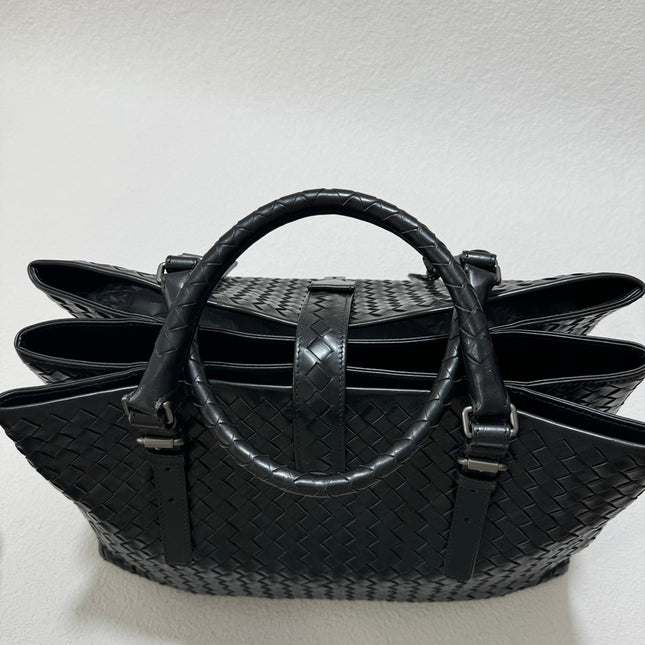 Bottega Veneta Roma Handbag Bag Intrecciato Nappa Leather Black Large 35cm