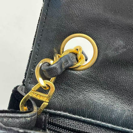 Chanel Classic Flap Mini Square Vintage Black Velvet 24k Gold Hardware 1991-94