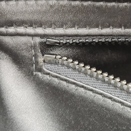 Lady Dior Mini Grey Silk with Crystals Silver Hardware