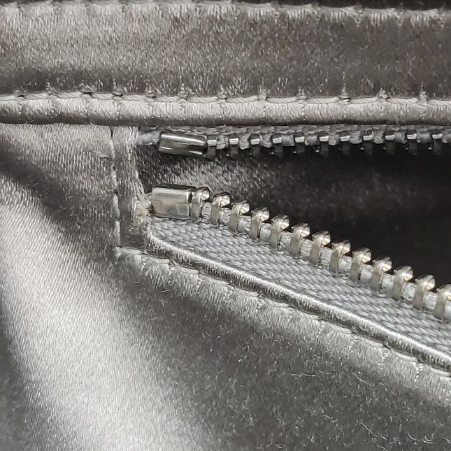 Lady Dior Mini Grey Silk with Crystals Silver Hardware