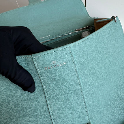 Delvaux Brilliant MM Medium Bright Tiffany Blue Calfskin Leather Crossbody Bag