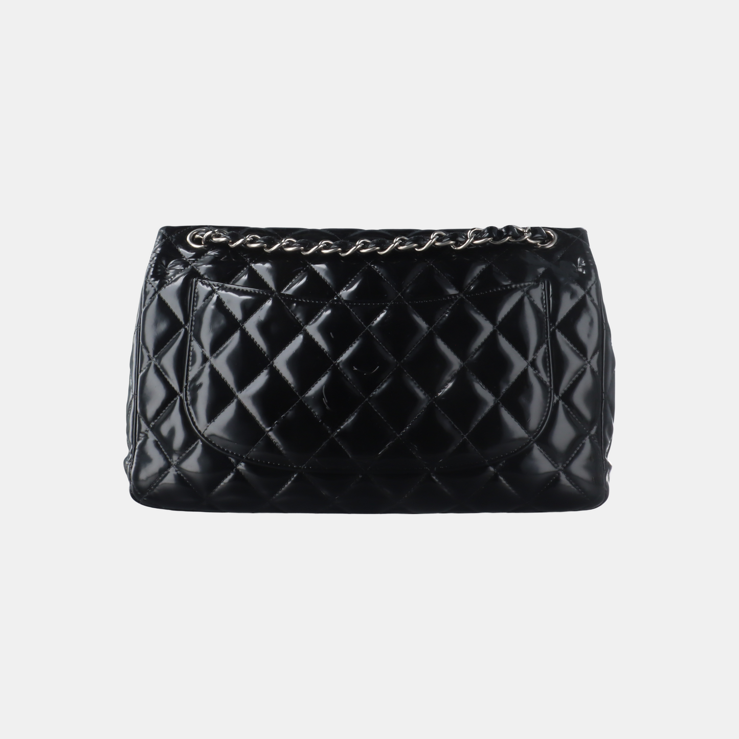 Chanel Classic Flap Jumbo Large Black Patent Leather Silver Hardware, 2011