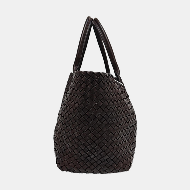 Bottega Veneta Cabat Tote Intreccio Leather Dark Chocolate Brown 40cm