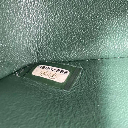 Chanel Classic Flap Mini 2019 Green Lambskin Leather Silver Hardware