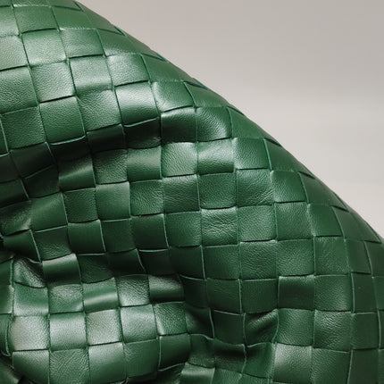 Bottega Veneta Pouch Large Intrecciato Dark Green Calfskin Leather Clutch