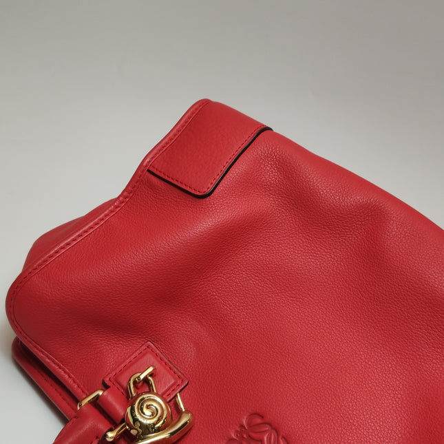 Loewe Amazona 36 Medium Red Leather Snail Lock Gold-tone Hardware