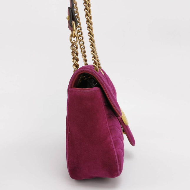 Sold Gucci Marmont Mini Flap Pink Velvet Handbag