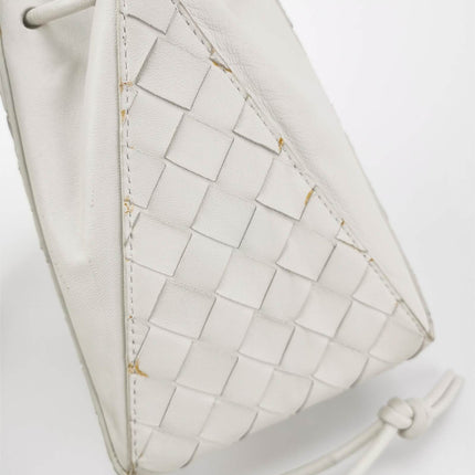 Bottega Veneta White Intrecciato The Mini Knot Shoulder Bag