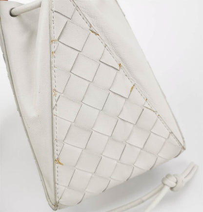 Bottega Veneta White Intrecciato The Mini Knot Shoulder Bag