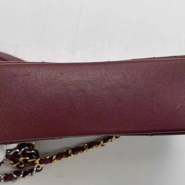 Chanel Flap Bag Mini Burgundy Lambskin Leather Gold & Silver Hardware 2019
