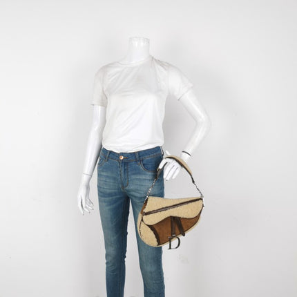 Sold Dior Saddle Vintage Shoulder Bag Shearling Brown and While