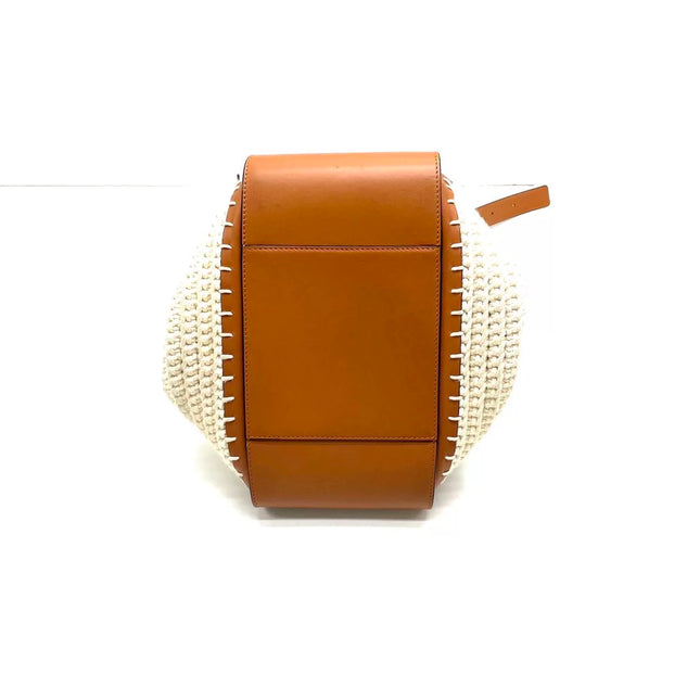 Loewe Hammock Mini Brown Leather Raffia Top Handle Crossbody Bag