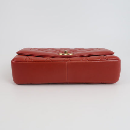 Chanel Diana CC Flap Bag Large Red Lambskin Leather 2014-2015