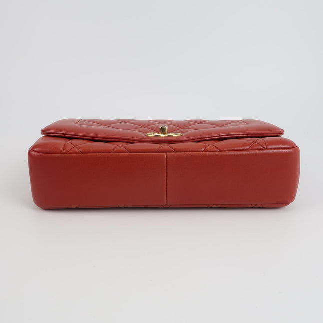 Chanel Diana CC Flap Bag Large Red Lambskin Leather 2014-2015