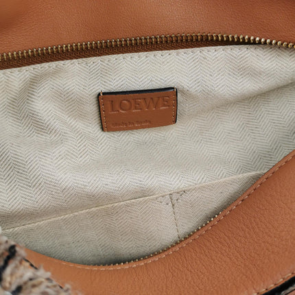 Loewe Puzzle Medium Brown Leather and Tweed Shoulder Bag
