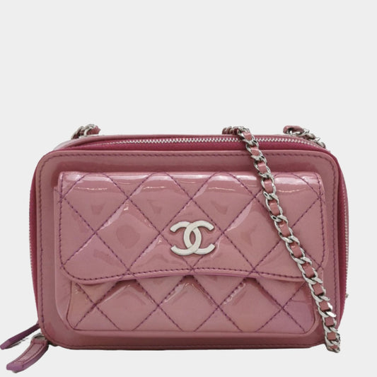 Chanel Pocket Box Camera Bag 2014-2015 Small Pink Lavendar Patent Leather-Luxbags