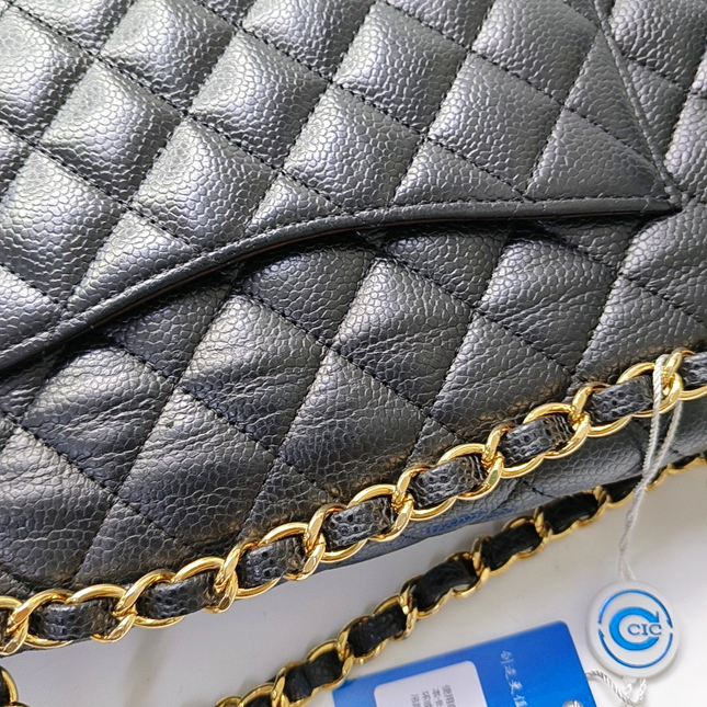 Chanel Classic Flap Medium Black Caviar Leather Gold-tone Hardware