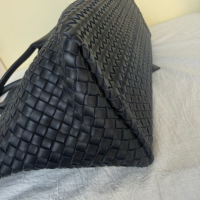 Bottega Veneta Reissued Cabat Intreccio Leather Tote Bag Navy 40cm