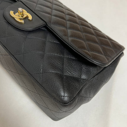 Chanel Classic Flap Jumbo 2009 Black Caviar Leather Single Flap Gold Hardware