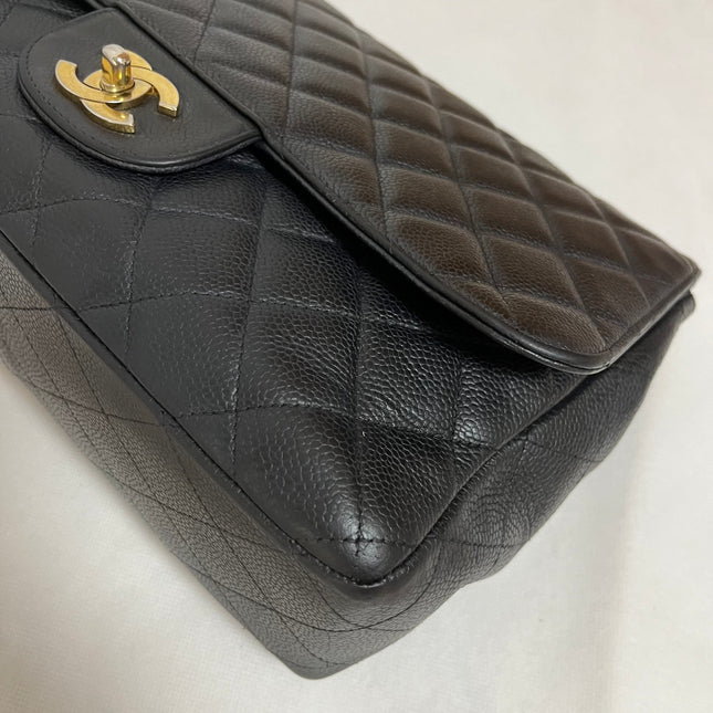 Chanel Classic Flap Jumbo 2009 Black Caviar Leather Single Flap Gold Hardware