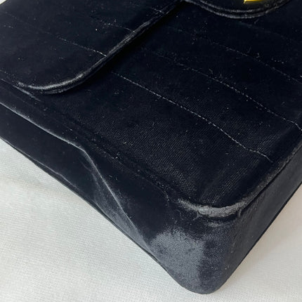 Chanel Classic Flap Maxi Black Velvet Leather Giant Gold CC Logo