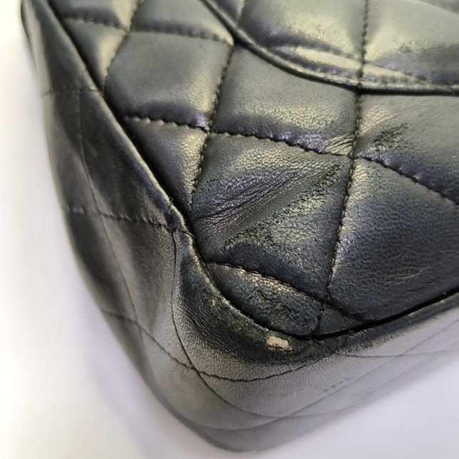 Chanel Classic Flap Jumbo Vintage Black Lambskin Leather Single Flap 24k Gold Hardware, 2008-2009