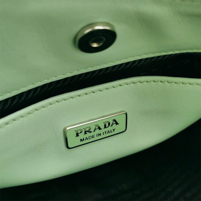 Prada Cleo Green Smooth Leather Shoulder Bag