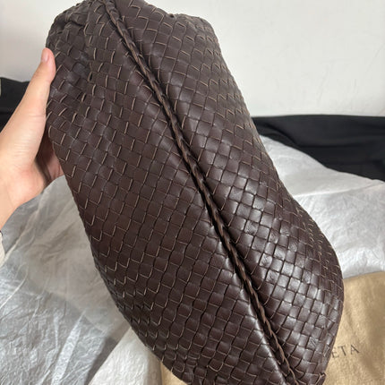 Bottega Veneta Belly Hobo Intreccio Leather Dark Chocolate Brown Large 50cm