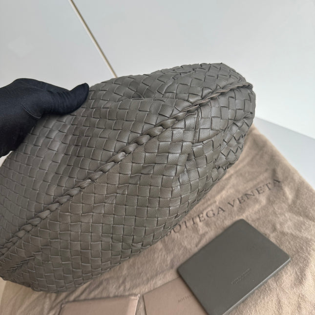 Sold Bottega Veneta Belly Hobo Intrecciato Grey Leather Medium 40cm