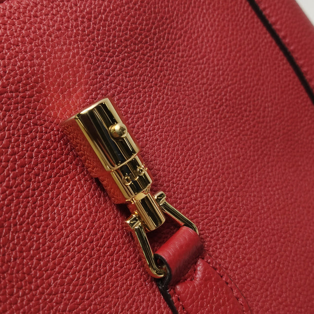 Gucci Jackie 1961 Small Red Pebbled Leather Shoulder Bag
