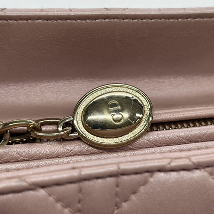 Lady Dior Medium Handbag Pearlescent Pink Cannage Leather Gold Hardware