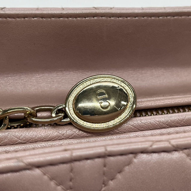 Lady Dior Medium Handbag Pearlescent Pink Cannage Leather Gold Hardware