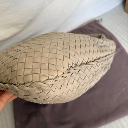 Bottega Veneta Veneta Hobo Grey Intreciatto Leather Bag Medium