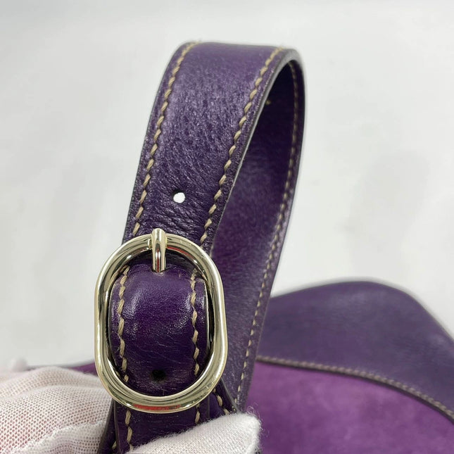Gucci Jackie Vintage Large Purple Suede Leather Ringlets Decoration
