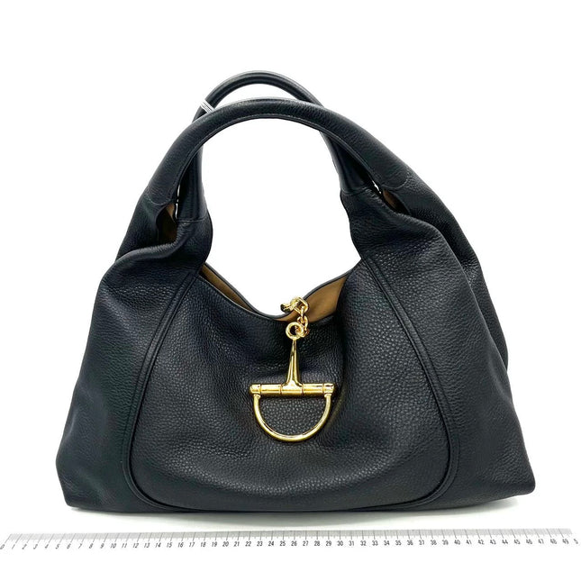 Gucci Softbit Maxi Shoulder Bag Black Calfskin Leather